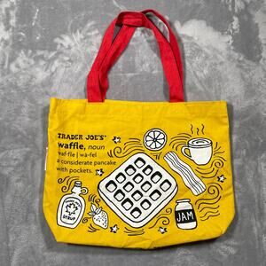 Trader Joes Waffles Tote Bag Yellow Breakfast Novelty Reusable Shopping Eco